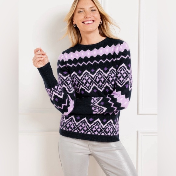 Talbots Sweaters - Talbots Purple and Black Geometric Sweater size L